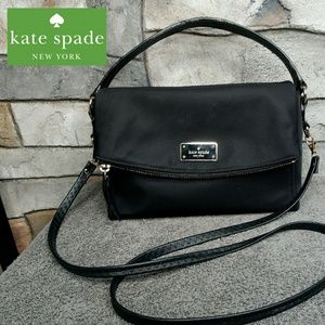 Kate Spade Black Nylon Fold Over Crossbody Tote